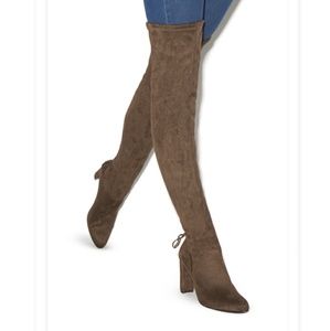 NIB Taupe Wide Calf Thigh High Stretchy Boots